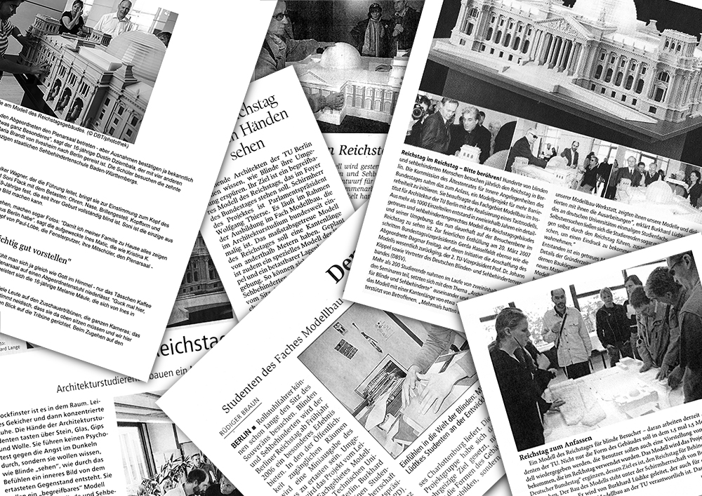 Abbildung: Collage aus Presseartikeln zum Reichtagsprojekt